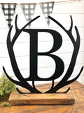 Antler Family Initial Metal Sign