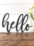 Hello Script Metal Cutout