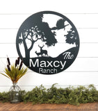 Deer and Turkey Ranch Family Name Sign