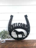 Horse Shoe Welcome Metal Art