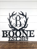 Antler Monogram Family Name & Established Year Metal Sign