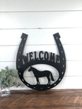Horse Shoe Welcome Metal Art