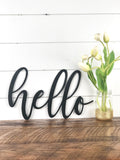 Hello Script Metal Cutout