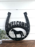 Horse Shoe Welcome Metal Art