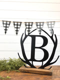 Antler Family Initial Metal Sign