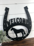 Horse Shoe Welcome Metal Art