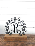 Monogram Initial Metal Wreath Home Decor