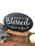 Simply Blessed Oval Metal Sign