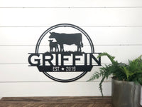 Cow Calf Personalized Family Name Metal Sign