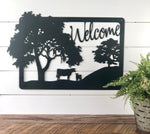 Welcome Farmhouse Cow Metal Sign