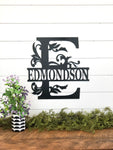 Monogram Family Name Metal Sign