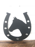 Horse Shoe with Horse Silhouette Metal Decor