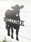 Cow Welcome Metal Decor Sign