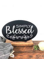 Simply Blessed Oval Metal Sign