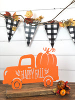 Happy Fall Truck with Pumpkin Metal Art