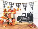 Happy Fall Truck with Pumpkin Metal Art